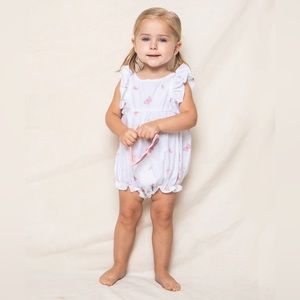 Petite Plume Baby Girl Twill Ruffle Bubble Romper Butterflies 12-18mo